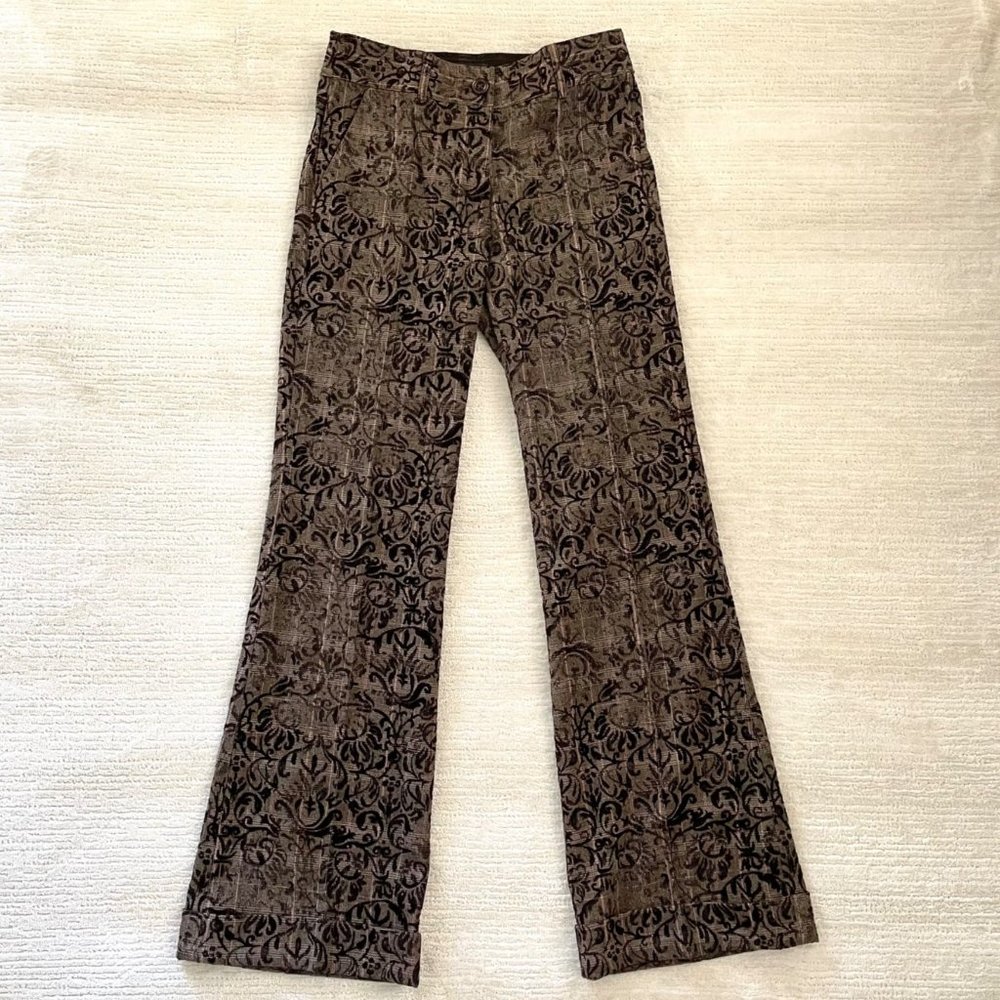 Etcetera Flocked Jacquard Womens Cuffed Boot Cut Dress Pants size 0